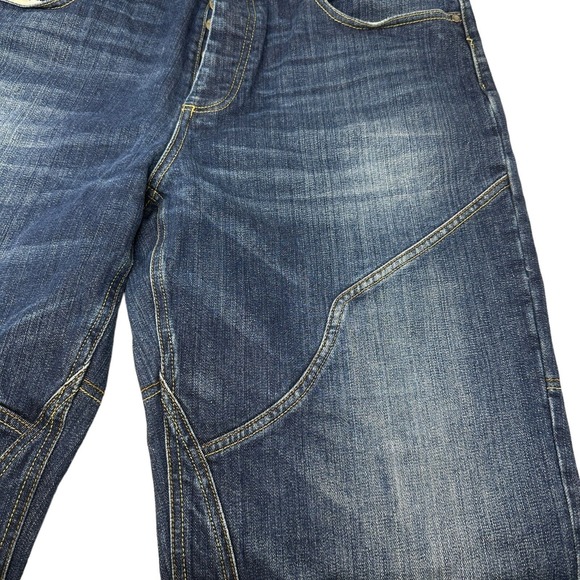 TRIUMPH MOTORCYCLE Jeans Blue Gusseted Double Knee Denim Flap Pockets 36X34 - Picture 12 of 16